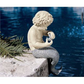 16 Little Merman Sculpture Home Garden Poolside Statue
