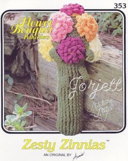 Zesty Zinnias Annies Flower Bouquet Potholders Crochet Pattern