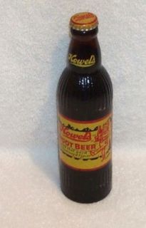 Full 10 oz 1950s Amber Howells Root Beer Soda Bottle from Chicago Ill