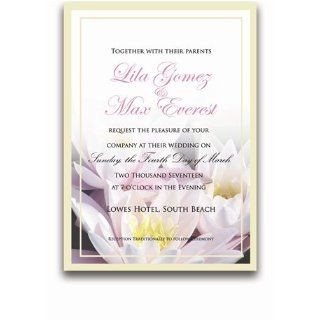 90 Rectangular Wedding Invitations   Water Lilies Pink