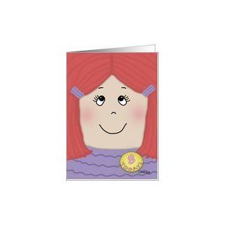 Happy Birthday 8 year old Girl Red Haired Girl Card Toys