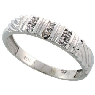 10k White Gold Mens Diamond Wedding Band Ring 0.05 cttw Brilliant Cut