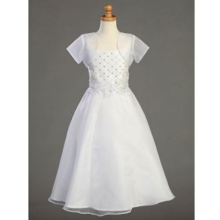 Lito Girls White Beaded A Line First Communion Dress