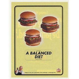 2000 Wendys Hamburger A Balanced Diet Restaurant Print Ad