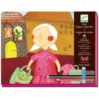 Djeco Art Workshop   Printed Papers & Colour Crayons Toys