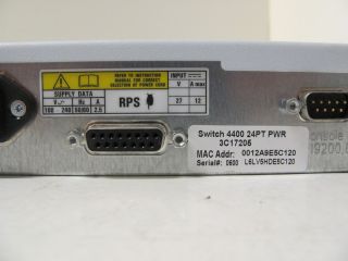3Com 3C17205 4400 PWR SuperStack 3 Poe Switch Qty Avail
