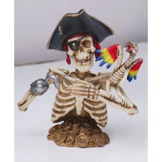 Pirate Captain Skull Bust Statue Cold Cast Resin Figurine