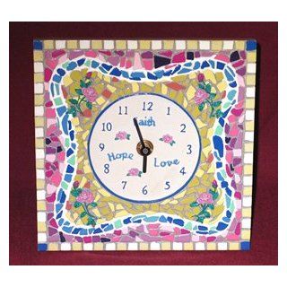 Faith Hope Love Mosaic Multicolor Cordless Clock