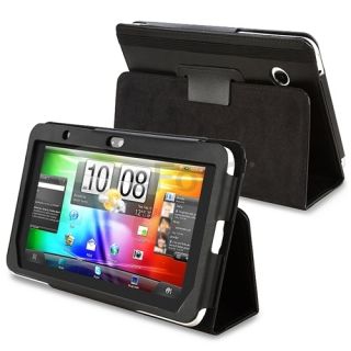 Black Leather Skin Cover Case Pouch Stand for HTC Flyer Tablet