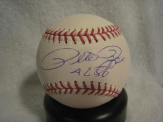 Pete Rose Signed 4256 Hits OML Baseball Mounted Memories Hologram
