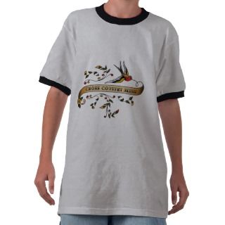 Swallow and Scroll with Cross Country Skiing Tee Shirt
