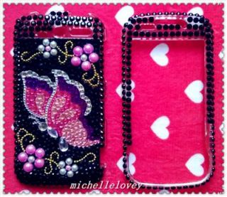 BUTTERFLY RHINESTONE BLING FULL COVER CASE FOR HTC MyTouch 4G HM10
