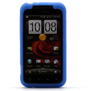 Blue Soft Skin Case Gel Rubber Cover HTC Incredible 2