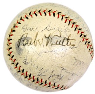 Babe Ruth Signed 1931 San Francisco Seals w 27 Team Baseball Ball JSA