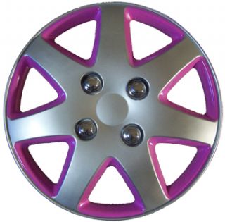 Brand New Car Exterior 13 Silver Pink Wheel Trims Hub Caps Full Set