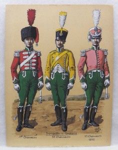  Artwork French CAVALERIE Soldiers 1809 1812 Signed J Huet UNIFORMS