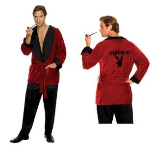 Adult Playboy Hugh Hefner Smoking Jacket Pipe Costume Dress RU889295