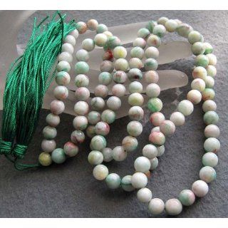 Tibet Buddhist 108 Greenflower Stone Beads Prayer Mala