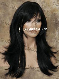 Human Hair Blend Wig Long Straight Off Black Wms