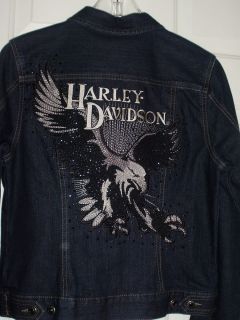 Harley Davidson Ladies Bead Embellished Denim Jacket M