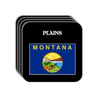 US State Flag   PLAINS, Montana (MT) Set of 4 Mini Mousepad Coasters