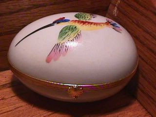 Limoges Handpainted Hummingbird Trinket Box Egg S