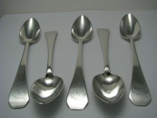 Set of 5 Coin Silver Teaspoons Tea Spoons Spoon USA CA1800S