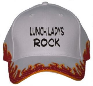 Lunch Ladys Rock Orange Flame Hat / Baseball Cap Clothing