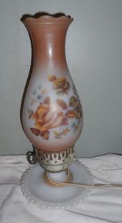 Hurricane Lamp with Milk Glass Saucer Base Electric