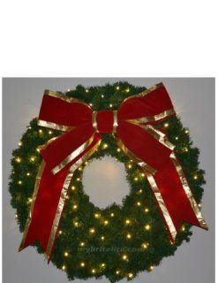4 ft. Christmas Wreath with Red Bow   140 LED Lights. In