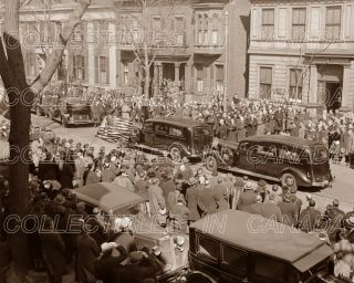 Funeral 1930s ★ Hearse Automobiles Old Cars People Lining Street