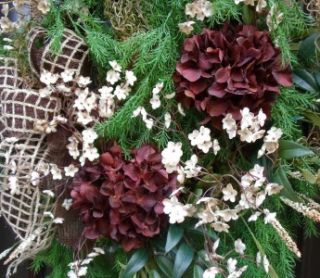 Fall Wreath Door Floral Chocolate Brown Hydrangea Burlap All Season
