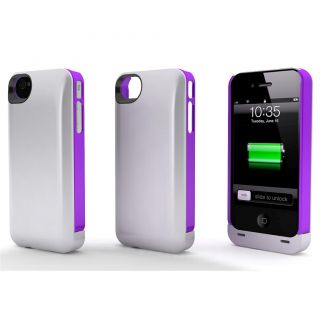  Hybrid Battery Case for iPhone 4 4S White/Purple   boost battery life