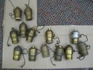 13 Antique Brass Pull Chain Light Sockets Hubbell P s Bryant Paulding