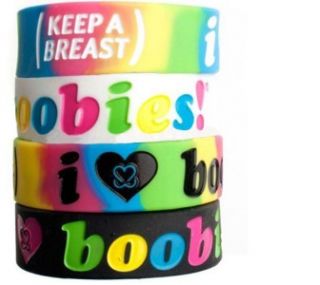 Love Boobies Bracelets New Style Silicone Rubber Wristband Cuff Band