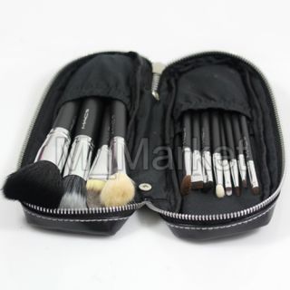 New 12 Pcs Natural Animal Wool Mac Makeup Brushes Set Applicator Kit