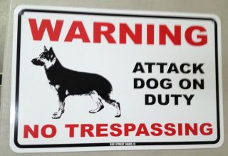 Warning   Attack Dog on Duty   metal fence sign   Beware of Dog  No