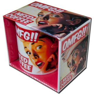 New Omfg I Need Coffee Boxed Mug Retro Mugs OMG Adult