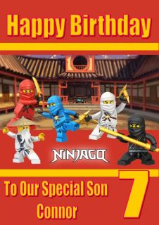 Personalised Lego Ninjago Birthday Card with Colouring Picture 2 Sizes