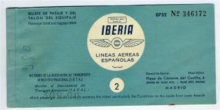 Iberia Ticket 1954 Palma to Barcelona The Airline of Spain