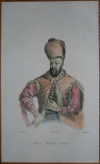 1840 Print Sultan Ibrahim Ottoman Empire 25