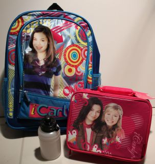 SET iCARLY BACKPACK LUNCH KIT Book Bag Girls Nickelodeon Box School