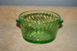 Imperial twisted optic green uranium depression glass ice bucket with