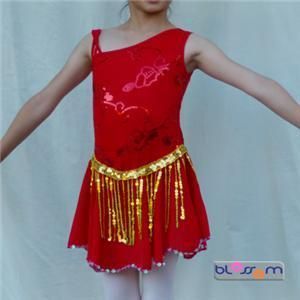 Red Ice Skating Dance Costume Dress 10 12yrs GI006R