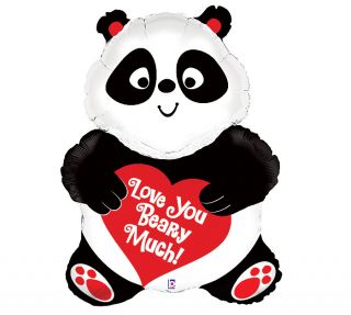 Black Red Panda Bear LOVE Valentines Day Birthday Party Balloon
