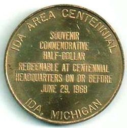 Neat 1868 1968 Ida Michgan Centennial Gilt Medal L K