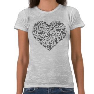 Dog Heart Gray Grunge T shirts 