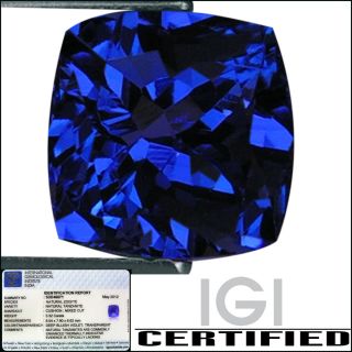 IGI Certified 3 32 ct AAAA Natural DBlock Tanzanite Cushion Cut Deep