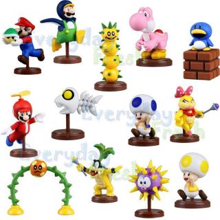  2011 Super Mario Bros Yoshi Pokey Iggy Koopa 13pcs Figure Set
