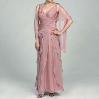 Ignite Beaded Pleated Chiffon Gown Wrap Rose 18